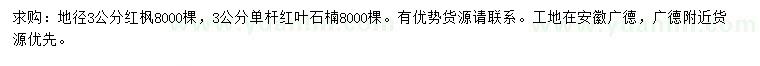 求購地徑3公分紅楓、紅葉石楠