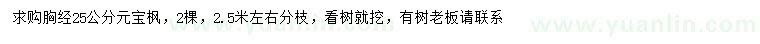 求購胸徑25公分元寶楓