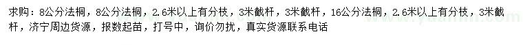 求購8、16公分法桐