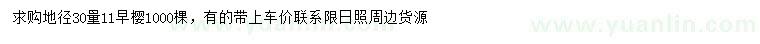 求購地徑30量11公分早櫻