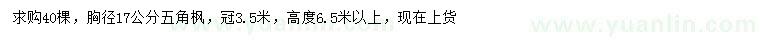 求購胸徑17公分五角楓