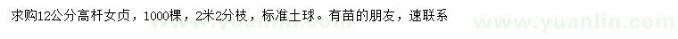 求購(gòu)12公分高桿女貞