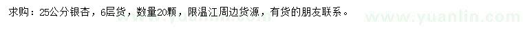 求購25公分銀杏