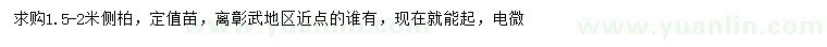 求購1.5-2米側柏