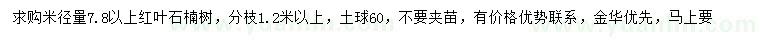 求購(gòu)米徑7.8公分以上紅葉石楠