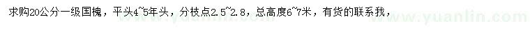 求購(gòu)20公分國(guó)槐