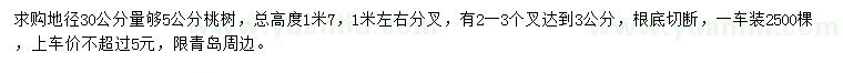 求購(gòu)地徑30公分量夠5公分桃樹