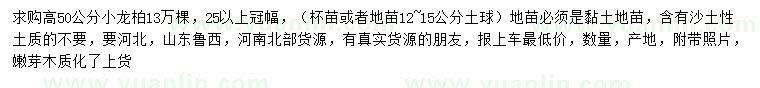 求購(gòu)高50公分小龍柏