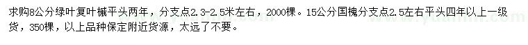 求購(gòu)8公分綠葉復(fù)葉槭、15公分國(guó)槐