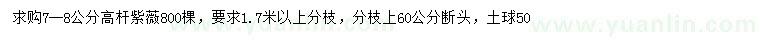 求購7-8公分高桿紫薇