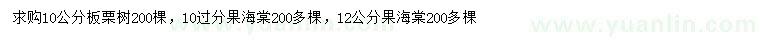 求購10公分板栗樹、10、12公分果海棠