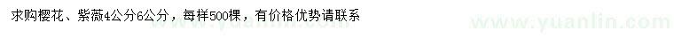 求購4、6公分櫻花、紫薇