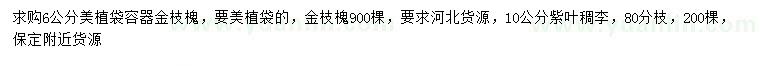 求購6公分金枝槐、10公分紫葉稠李