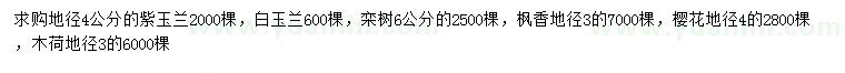 求購(gòu)紫玉蘭、白玉蘭、欒樹(shù)等,