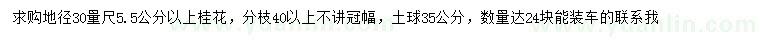 求購30量5.5公分以上桂花