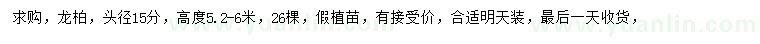 求購15公分龍柏