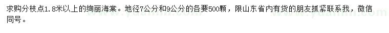 求購(gòu)地徑7、9公分絢麗海棠