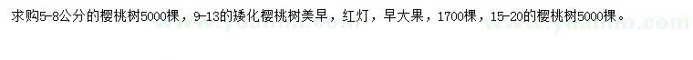 求購櫻桃樹、美早、紅燈櫻桃等