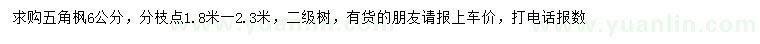求購6公分五角楓