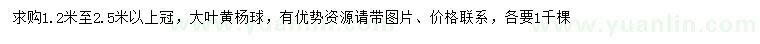 求購冠幅1.2-2.5米大葉黃楊球