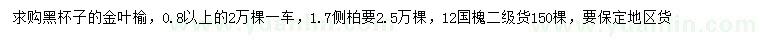 求購金葉榆、側(cè)柏、國槐