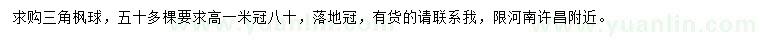 求購冠幅80公分三角楓球