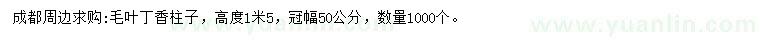 求購(gòu)高1.5米毛葉丁香柱子