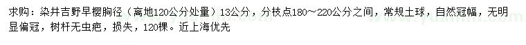 求購120量13公分染井吉野櫻