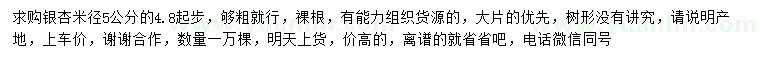 求購米徑4.8公分以上銀杏