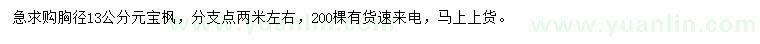 求購胸徑13公分元寶楓