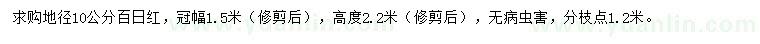 求購(gòu)地徑10公分百日紅