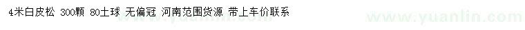 求購4米白皮松