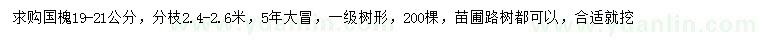 求購(gòu)19-21公分國(guó)槐
