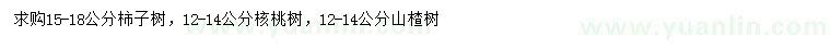 求購柿子樹、核桃樹、山楂樹