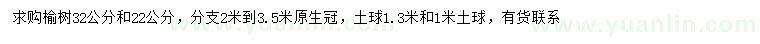 求購(gòu)22、32公分榆樹(shù)