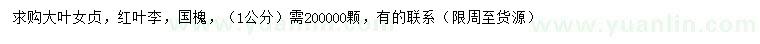 求購大葉女貞、紅葉李、國槐