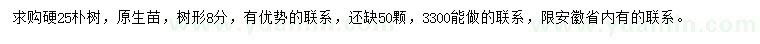 求購(gòu)25公分樸樹(shù)