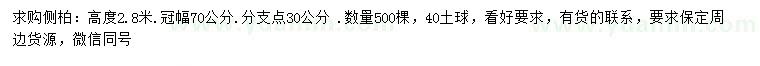 求購(gòu)高2.8米側(cè)柏