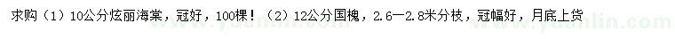 求購10公分徇麗海棠、12公分國槐