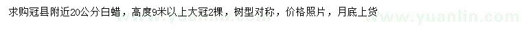 求購(gòu)20公分白蠟