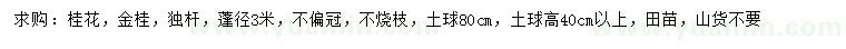 求購冠幅3米金桂