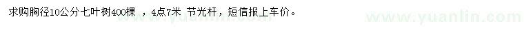 求購胸徑10公分七葉樹