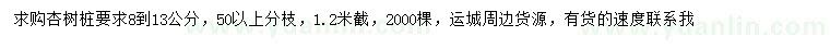 求購(gòu)8-13公分杏樹(shù)