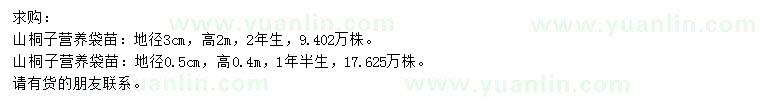 求購(gòu)地徑0.5、3公分山桐子