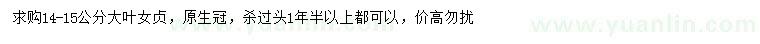 求購14-15公分大葉女貞