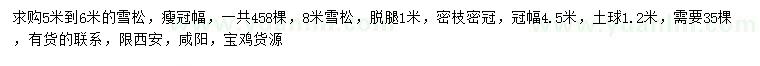 求購5-6、8米雪松