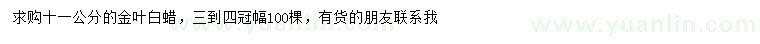 求購11公分金葉白蠟
