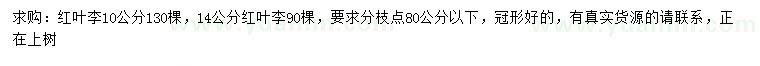 求購10、14公分紅葉李