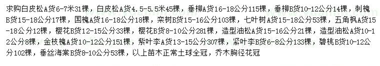 求購白皮松、垂柳、刺槐等