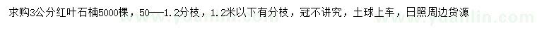 求購(gòu)3公分紅葉石楠